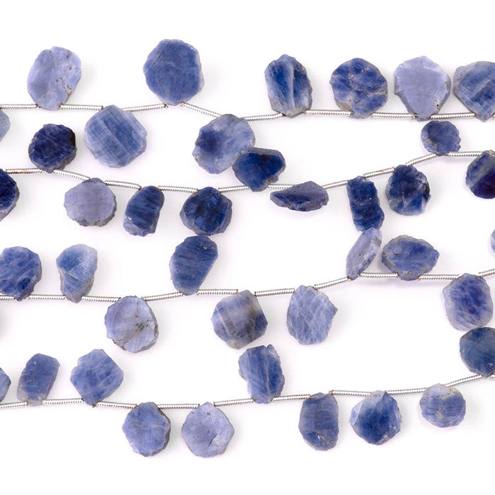 This is a Dakota Stones 10x12-13x15mm Sapphire Slice Gemstone strand with irregular beads in 8 inch strand.