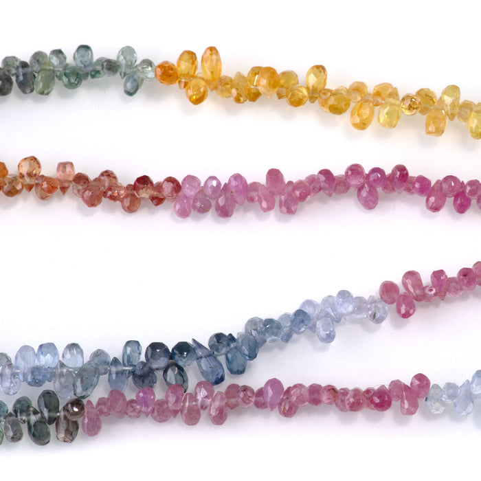 Multi Sapphire (Natural) 2-4mm Banded Faceted Drop - 15-16 Inch