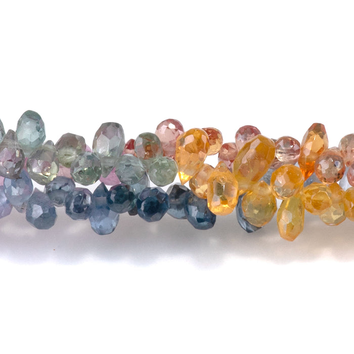 Multi Sapphire (Natural) 2-4mm Banded Faceted Drop - 15-16 Inch