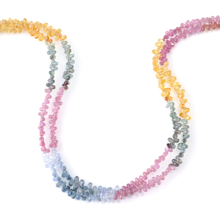 Multi Sapphire (Natural) 2-4mm Banded Faceted Drop - 15-16 Inch