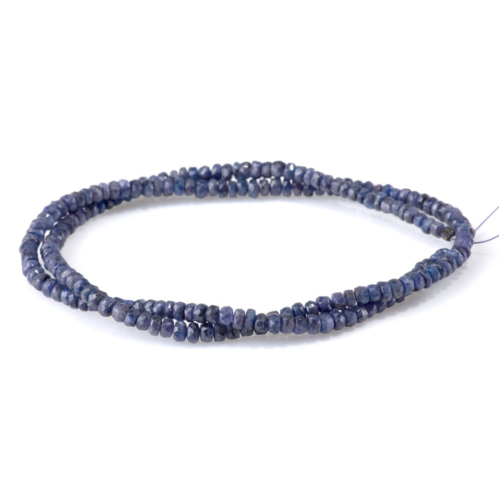 Blue Sapphire 2-3x3-4mm Faceted Irregular Rondelle Beads - 15-16 Inch