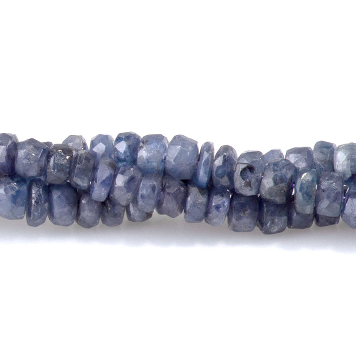 Blue Sapphire 2-3x3-4mm Faceted Irregular Rondelle Beads - 15-16 Inch