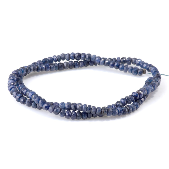 Blue Sapphire 2-3x4-5mm Faceted Irregular Rondelle Beads - 15-16 Inch