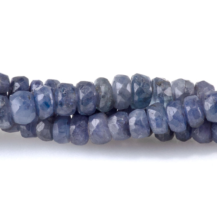 Blue Sapphire 2-3x4-5mm Faceted Irregular Rondelle Beads - 15-16 Inch