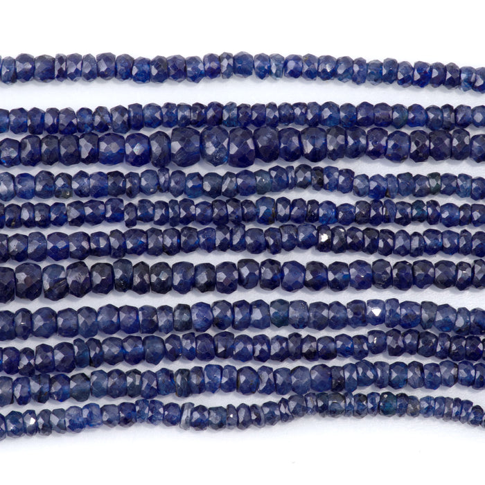 Sapphire 2x3-4x6mm Graduated Rondelle - 18 Inch