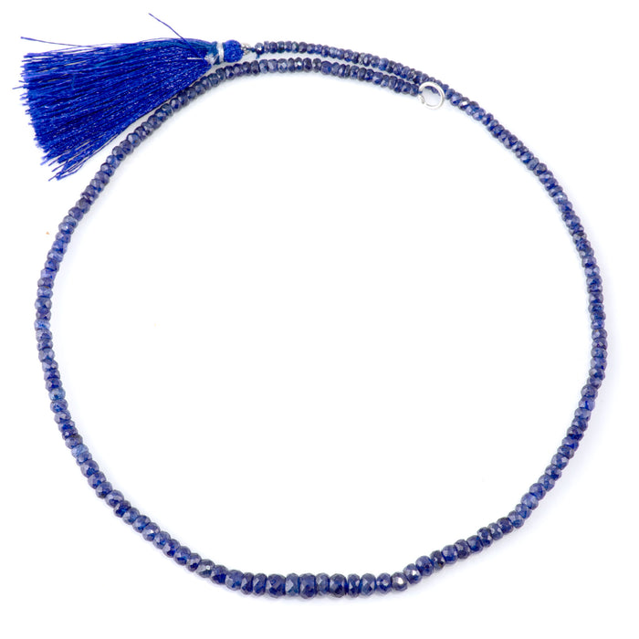 Sapphire 2x3-4x6mm Graduated Rondelle - 18 Inch