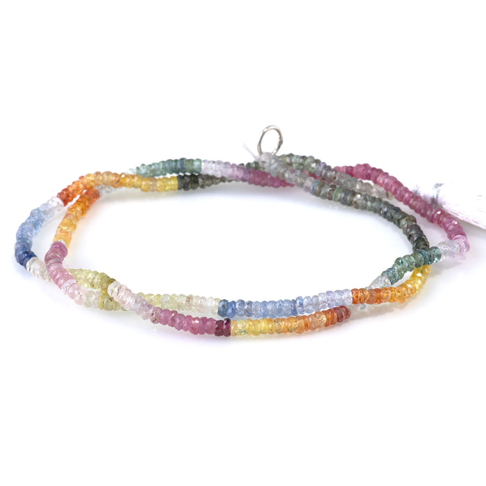 Multi Sapphire (Natural) 3-4mm Banded Facete Rondelle - 18 Inch