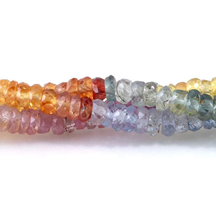 Multi Sapphire (Natural) 3-4mm Banded Facete Rondelle - 18 Inch