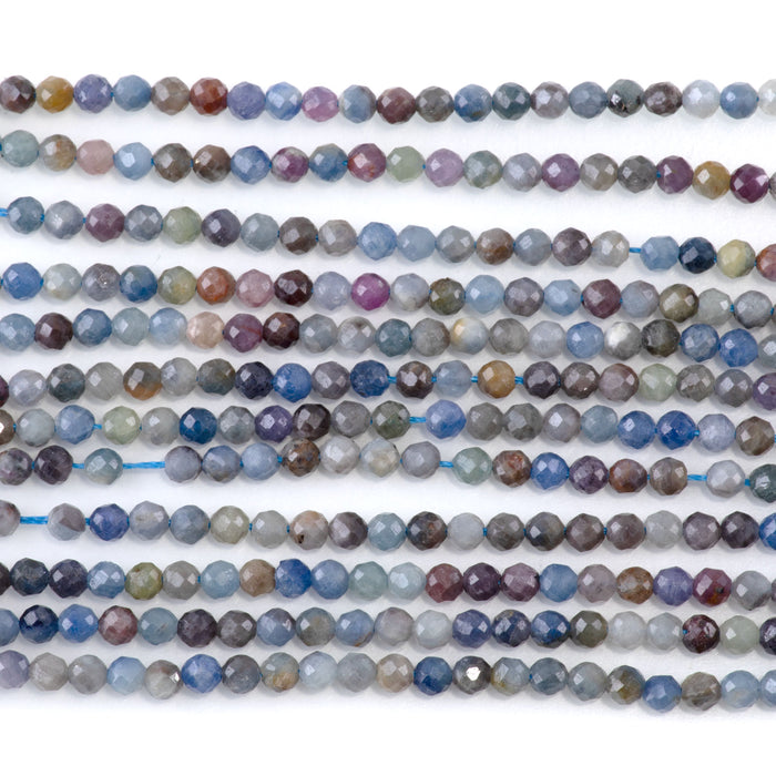 Multi Sapphire 3mm Faceted Round - 15-16 Inch