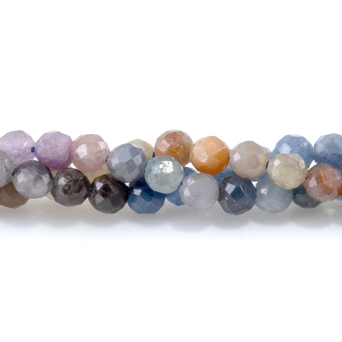 Multi Sapphire 3mm Banded Faceted Round A Grade - 15-16 Inch