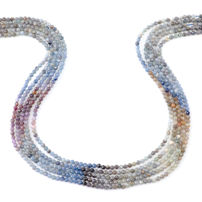 Multi Sapphire 3mm Banded Faceted Round A Grade - 15-16 Inch