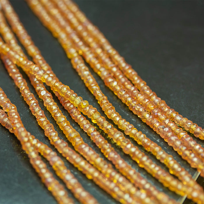 Dark Orange Sapphire 3x2mm Faceted Rondelle - 15-16 Inch