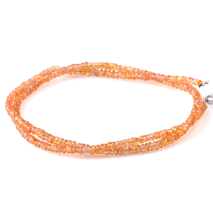 Dark Orange Sapphire 3x2mm Faceted Rondelle - 15-16 Inch