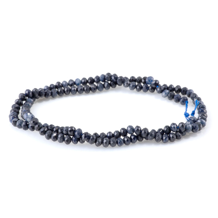 Sapphire 3x4mm Dark Blue Faceted Rondelle A Grade - 15-16 Inch