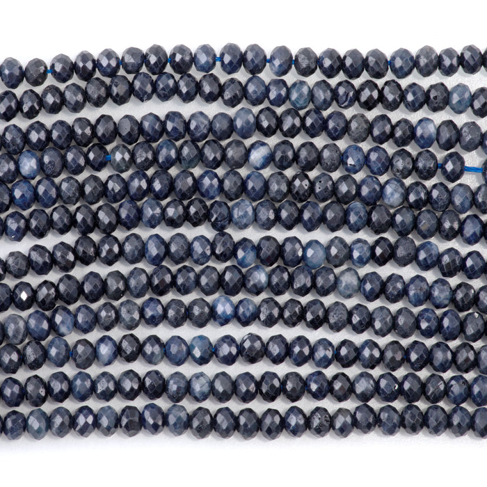 Sapphire 3x4mm Dark Blue Faceted Rondelle A Grade - 15-16 Inch