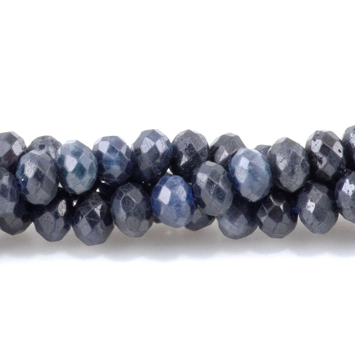 Sapphire 3x4mm Dark Blue Faceted Rondelle A Grade - 15-16 Inch