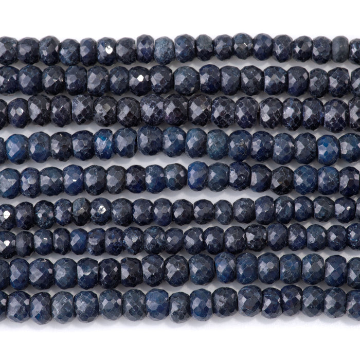 Sapphire 4-5x5-6mm Faceted Irregular Rondelle Beads - 15-16 Inch