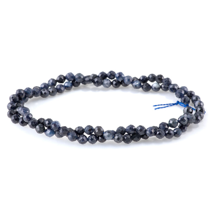 Sapphire 4mm Dark Blue Faceted Round A Grade - 15-16 Inch