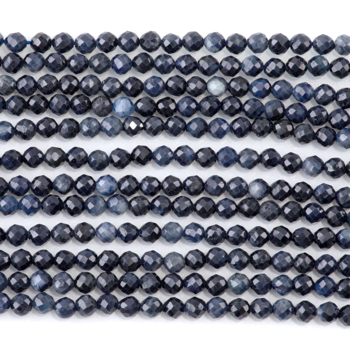 Sapphire 4mm Dark Blue Faceted Round A Grade - 15-16 Inch