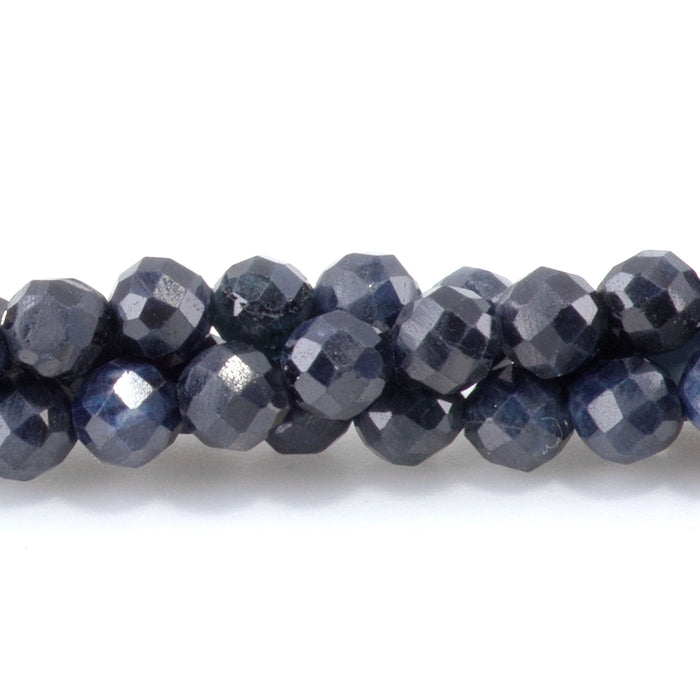 Sapphire 4mm Dark Blue Faceted Round A Grade - 15-16 Inch