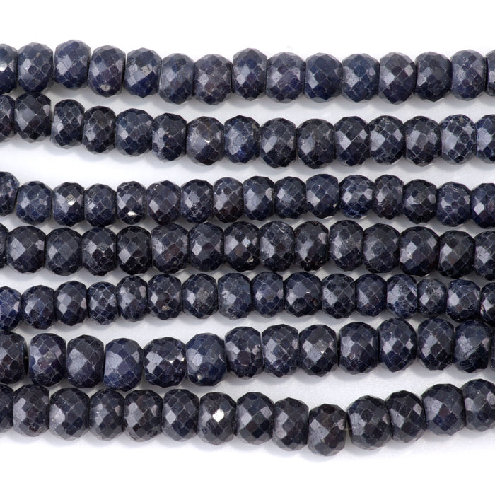 Sapphire 5x7-8mm Faceted Irregular Rondelle Beads - 15-16 Inch
