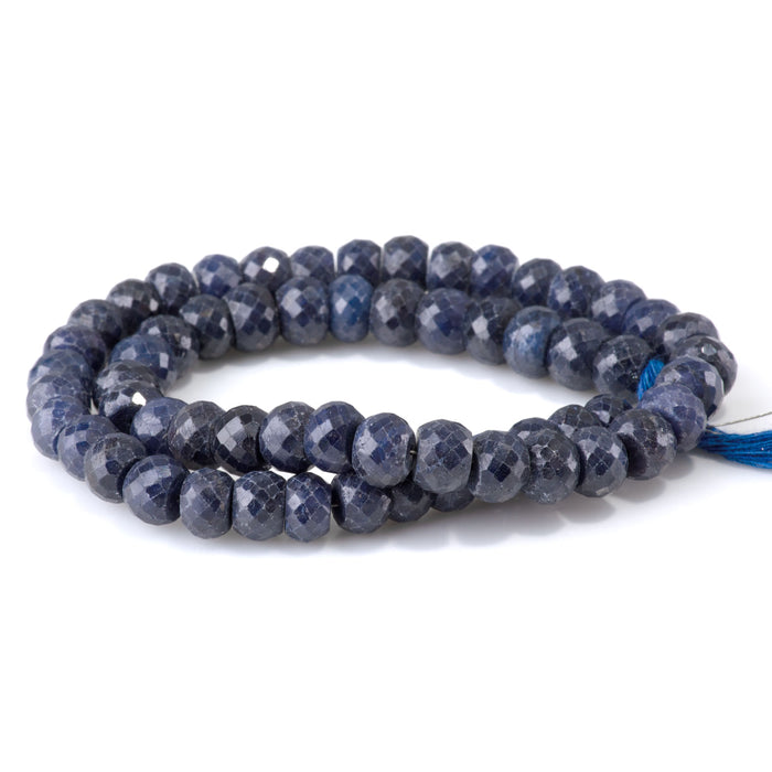 Sapphire 6-7x8-9mm Faceted Irregular Rondelle Beads - 15-16 Inch