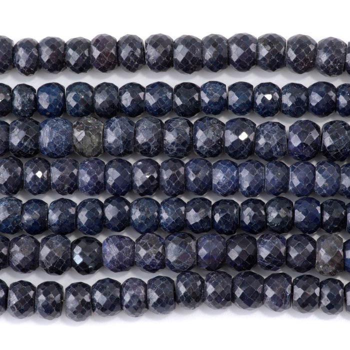 Sapphire 6-7x8-9mm Faceted Irregular Rondelle Beads - 15-16 Inch
