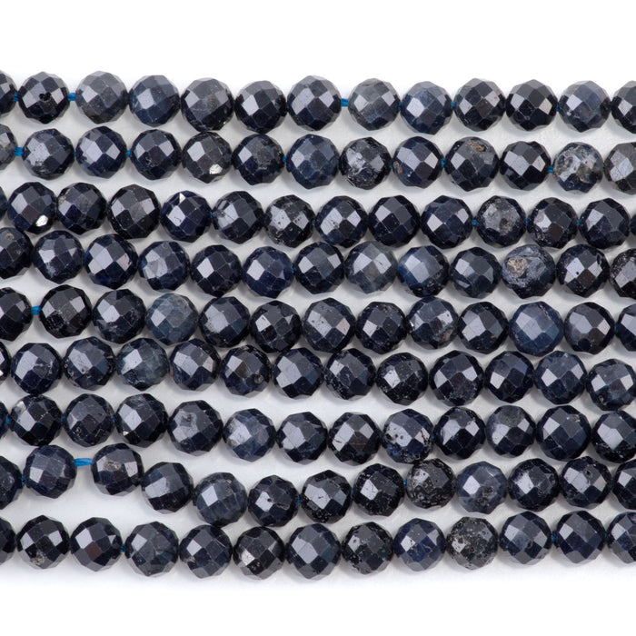 Sapphire 6mm Dark Blue Faceted Round A Grade - 15-16 Inch