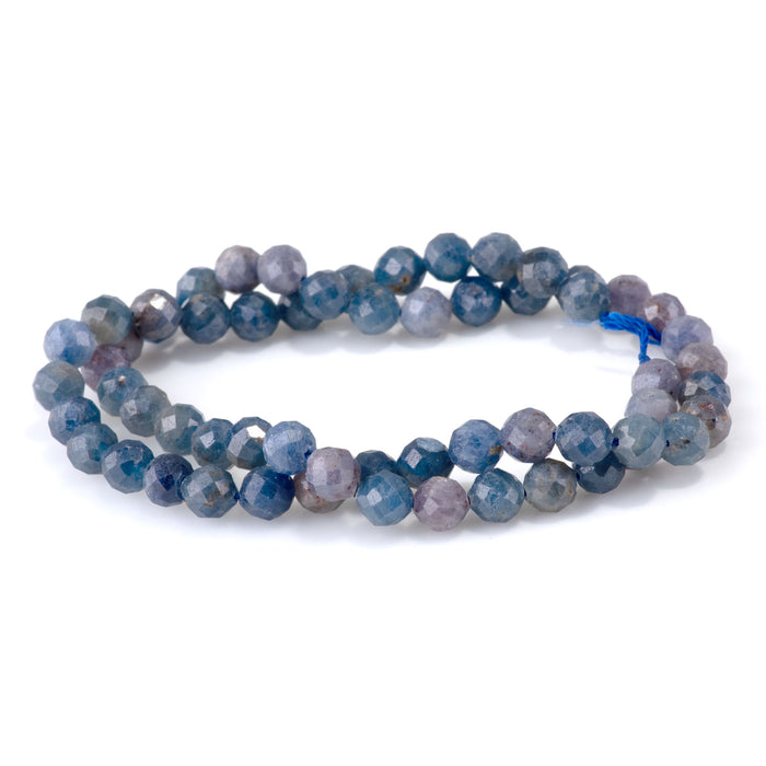 Purple Blue Sapphire 6mm Faceted Round Beads A Grade - 15-16 Inch