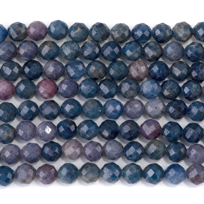 Purple Blue Sapphire 6mm Faceted Round Beads A Grade - 15-16 Inch