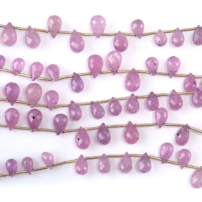 Pink Sapphire 6x10mm Graduated Drops - 8 Inch