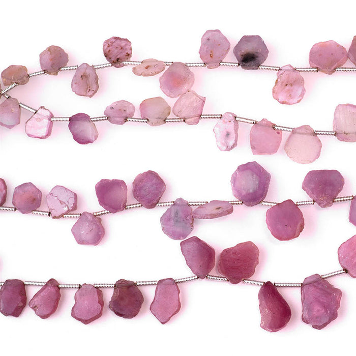 Pink Sapphire 7x9-12x15mm Top Drill Irregular Slice - 8 Inch