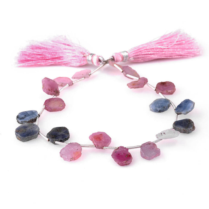 Pink & Blue Sapphire 8x10-13x15mm Top Drill Irregular Slice - 8 Inch