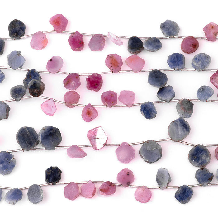 Pink & Blue Sapphire 8x10-13x15mm Top Drill Irregular Slice - 8 Inch