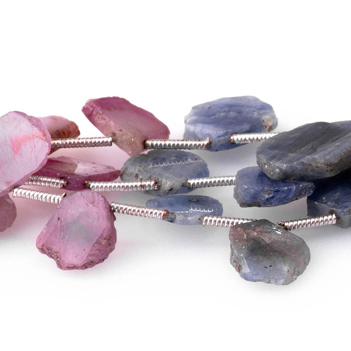 Pink & Blue Sapphire 8x10-13x15mm Top Drill Irregular Slice - 8 Inch