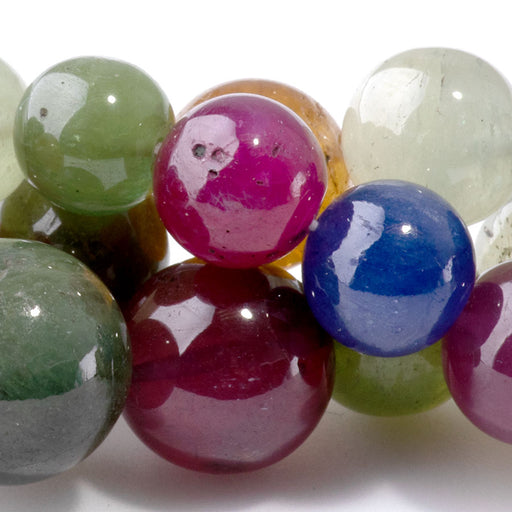 This is a Dakota Stones 8-16mm Fancy Sapphire Gemstone strand with round beads in 19-20 inch strand.