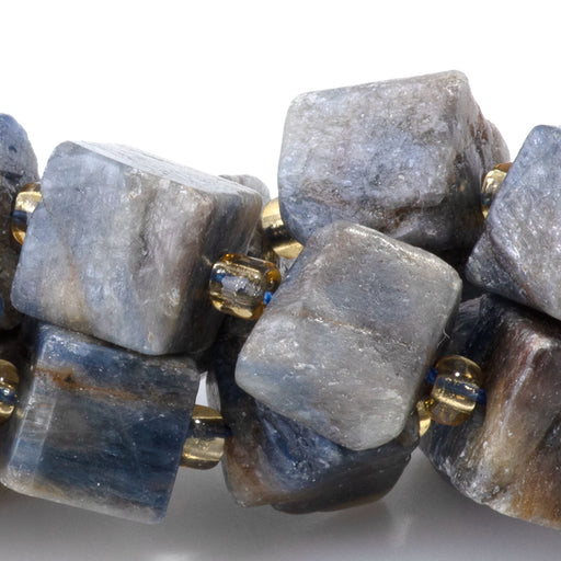 This is a Dakota Stones 8-9mm Sapphire Gemstone strand with irregular cube beads in 15-16 inch strand.