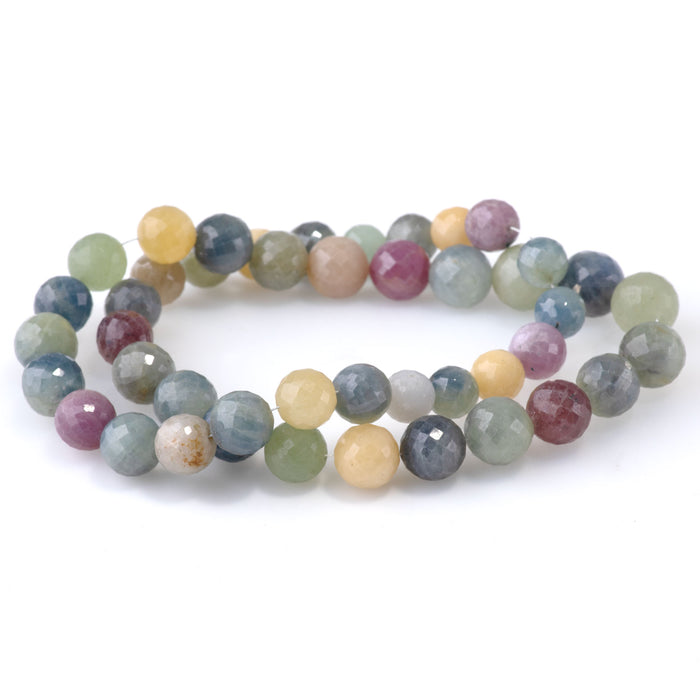 Multi Sapphire 8mm Faceted Round - 15-16 Inch