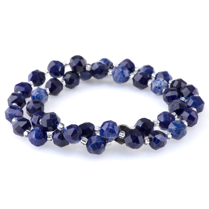 Sodalite 7x8mm Faceted Nugget A Grade - 15-16 Inch