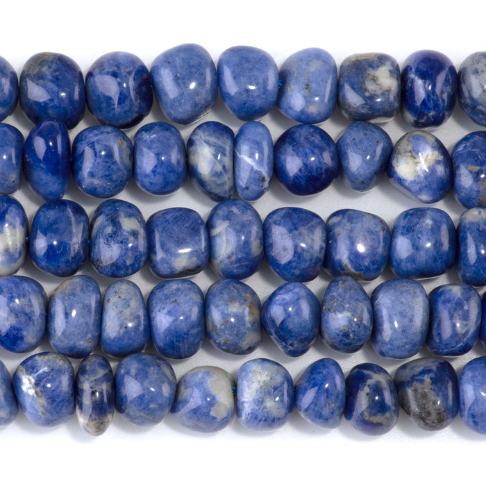 Sodalite 8x10-9x13mm Side Drilled Pebble - 15-16 Inch