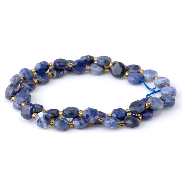 Sodalite 8mm Star Cut Coin - 15-16 Inch