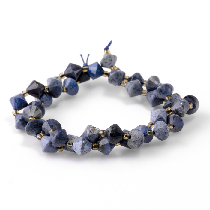 Sunset Dumortierite 8mm Faceted Bicone - 15-16 Inch