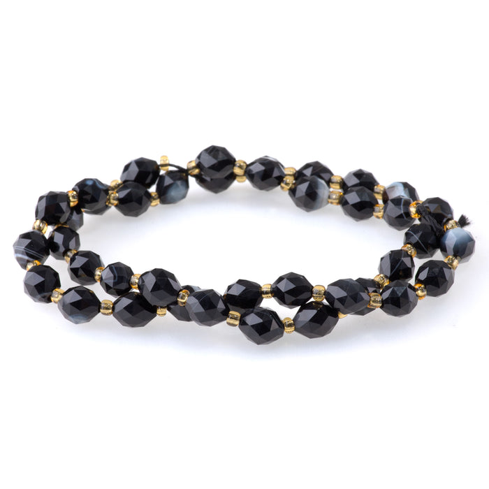 Sardonyx 6x8mm Triangle Cut Faceted Rice Bead - 15-16 Inch