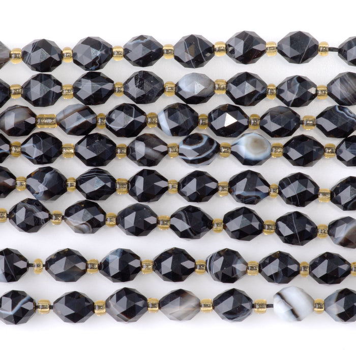Sardonyx 6x8mm Triangle Cut Faceted Rice Bead - 15-16 Inch