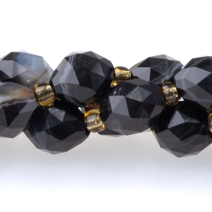 Sardonyx 6x8mm Triangle Cut Faceted Rice Bead - 15-16 Inch