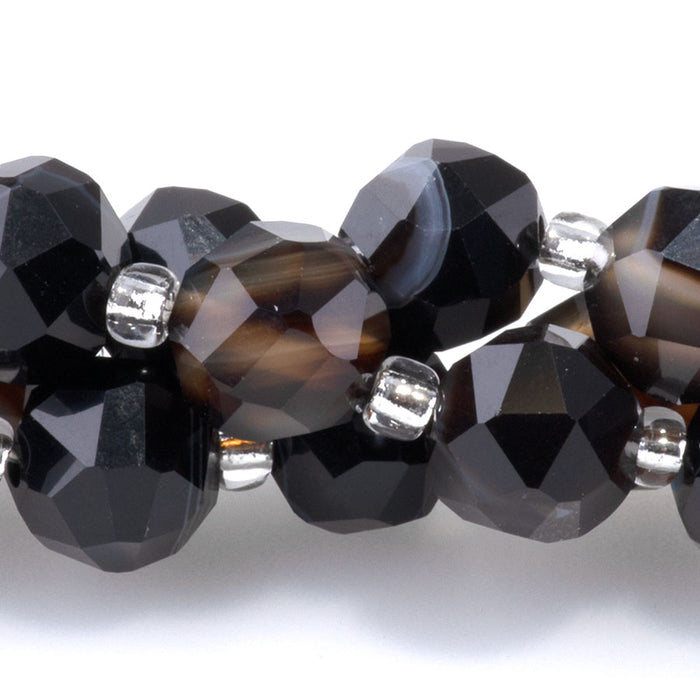 Sardonyx 7x8mm Faceted Nugget - 15-16 Inch