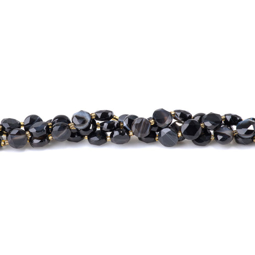 This is a Dakota Stones 8mm Sardonyx Cut Gemstone strand with coin star beads in 15-16 inch strand.