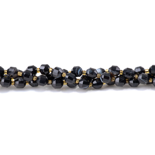 This is a Dakota Stones 8mm Sardonyx Energy Prism Gemstone strand with faceted beads in 15-16 inch strand.