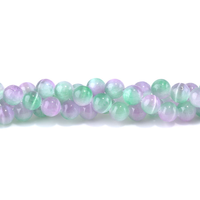 Selenite 10mm Round Green Purple (Dyed) - 15-16 Inch