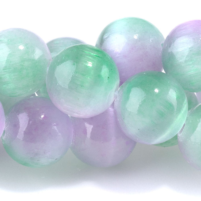 Selenite 10mm Round Green Purple (Dyed) - 15-16 Inch